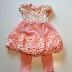 Toddler outfit- coral and gold